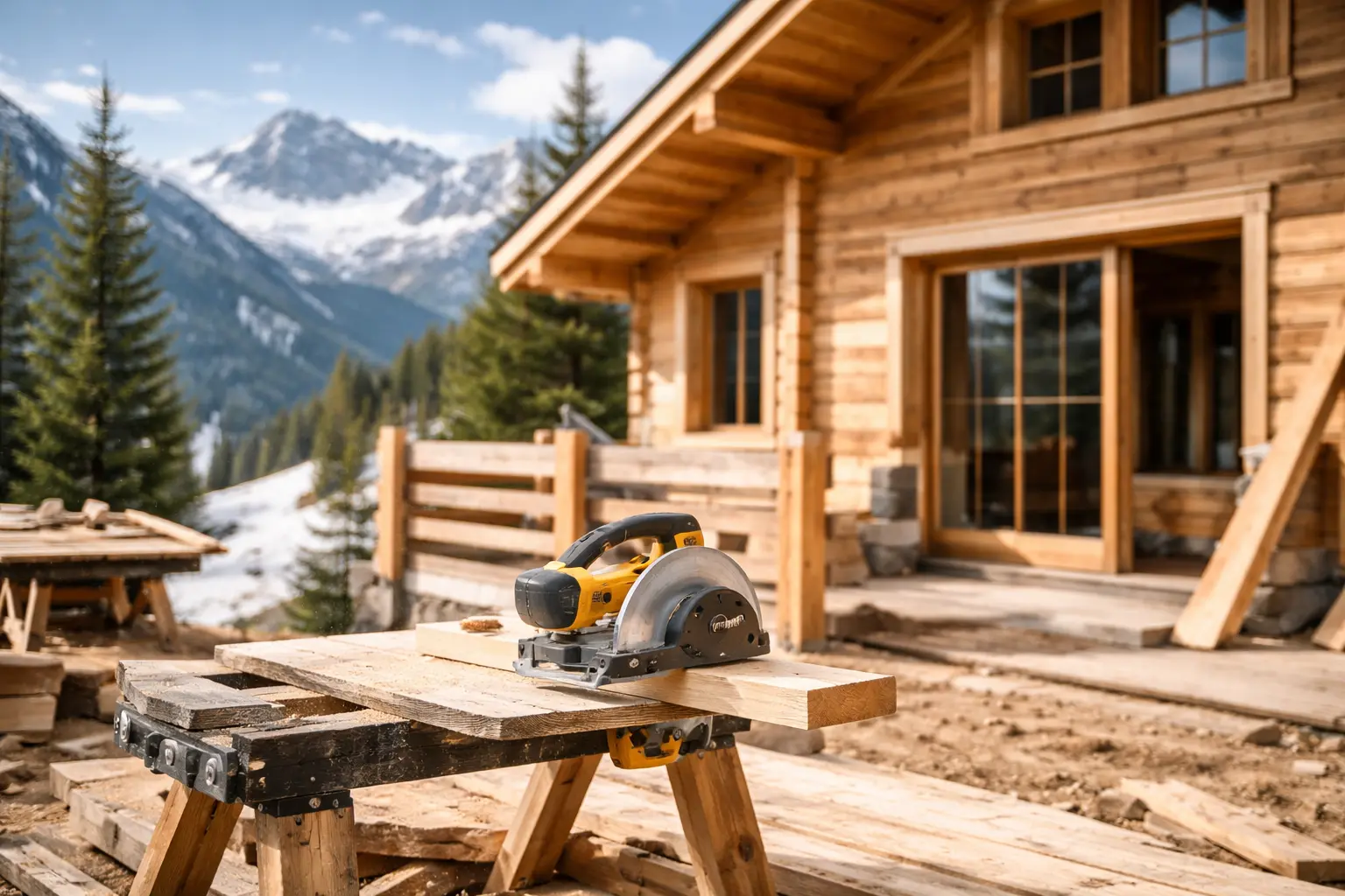 chantier en montagne avec location outillage oisans
